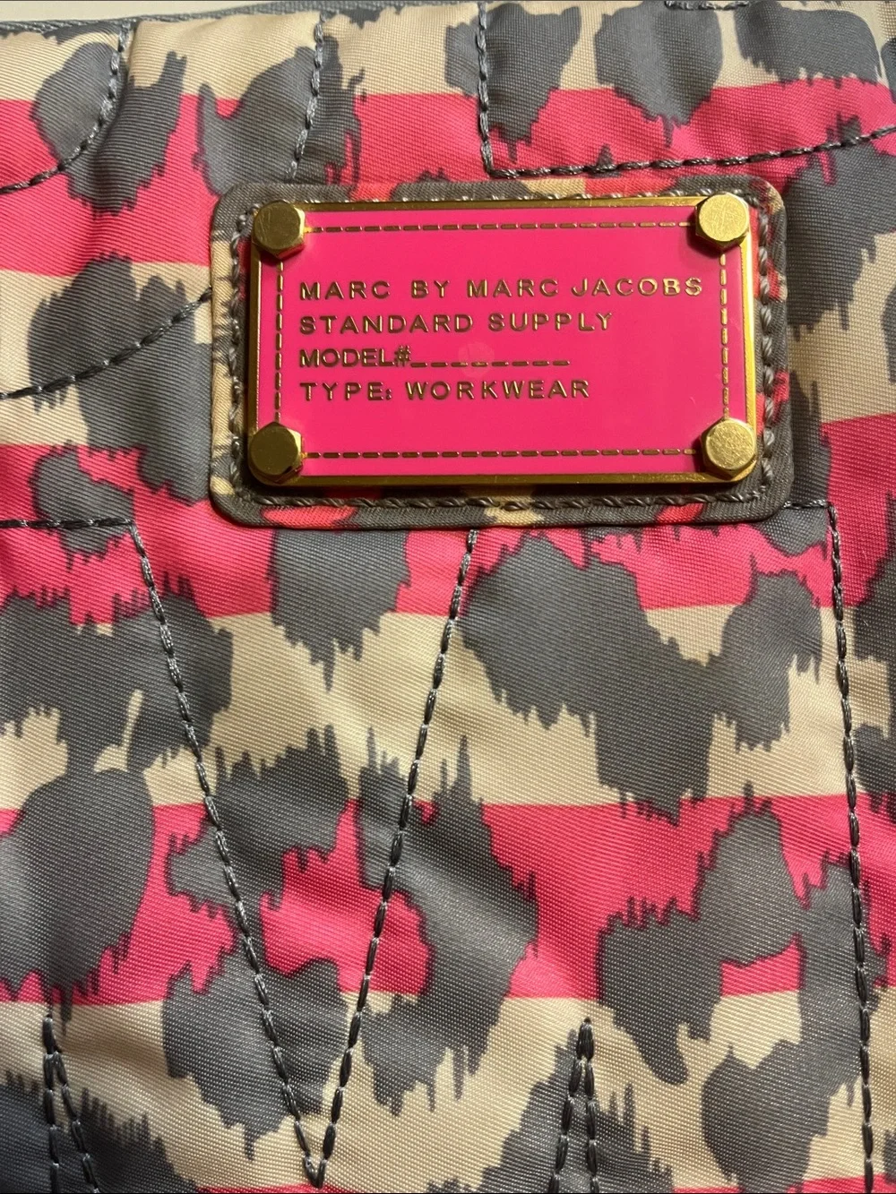Marc By Marc Jacobs Quilted Throw in Hot Pink, Gray & Cream Animal Print